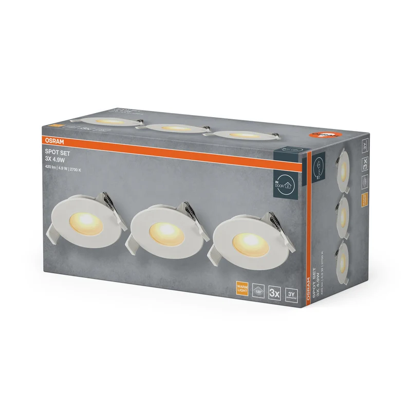 OSRAM Spot LED Recess Set Faretto da Incasso 4,9W 120° Bianco ⌀68 mm