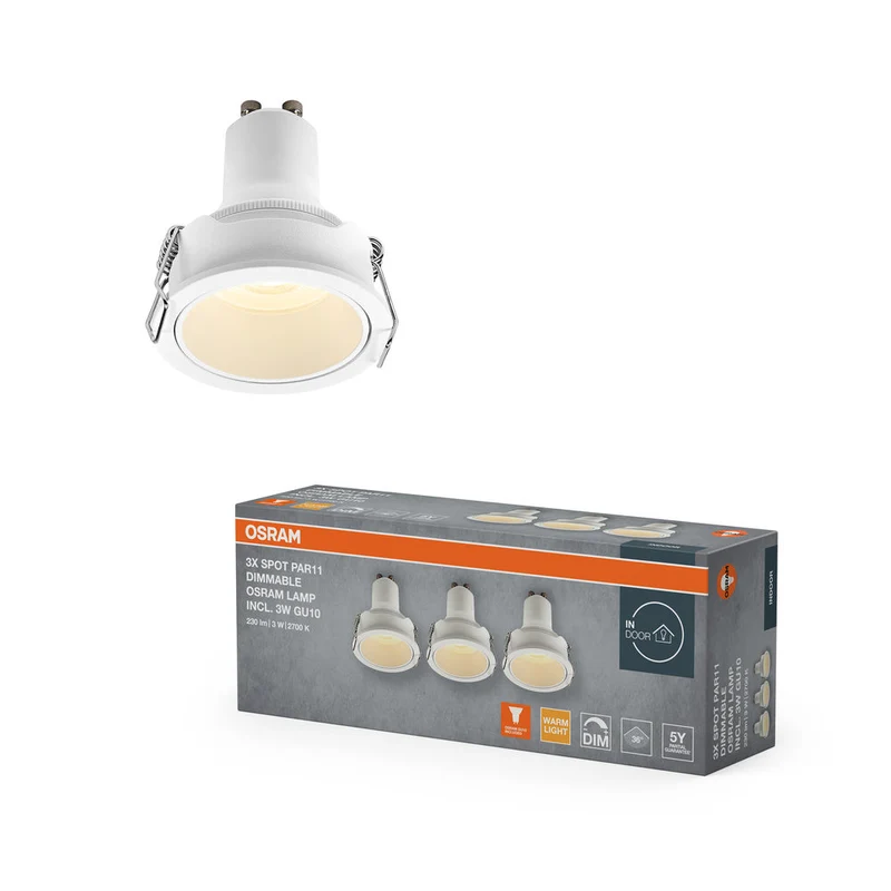 OSRAM Spot LED Recess GU10 Dim Set Faretto da Incasso 3W Bianco ⌀52 mm