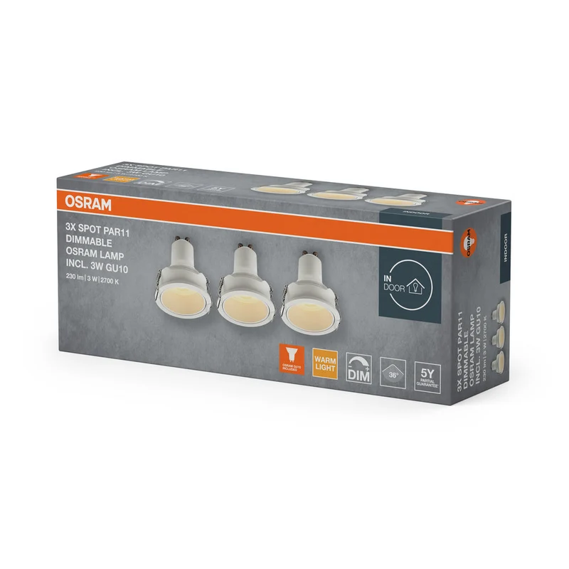 OSRAM Spot LED Recess GU10 Dim Set Faretto da Incasso 3W Bianco ⌀52 mm