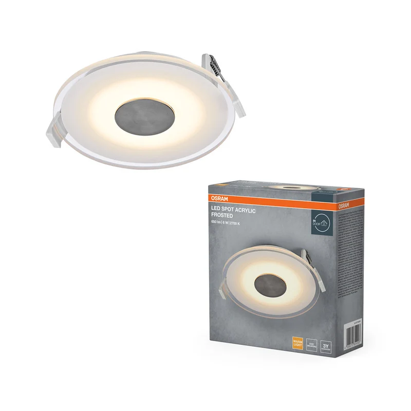 OSRAM Spot LED Acrilico Opaco Faretto da Incasso 6W Bianco ⌀100 mm