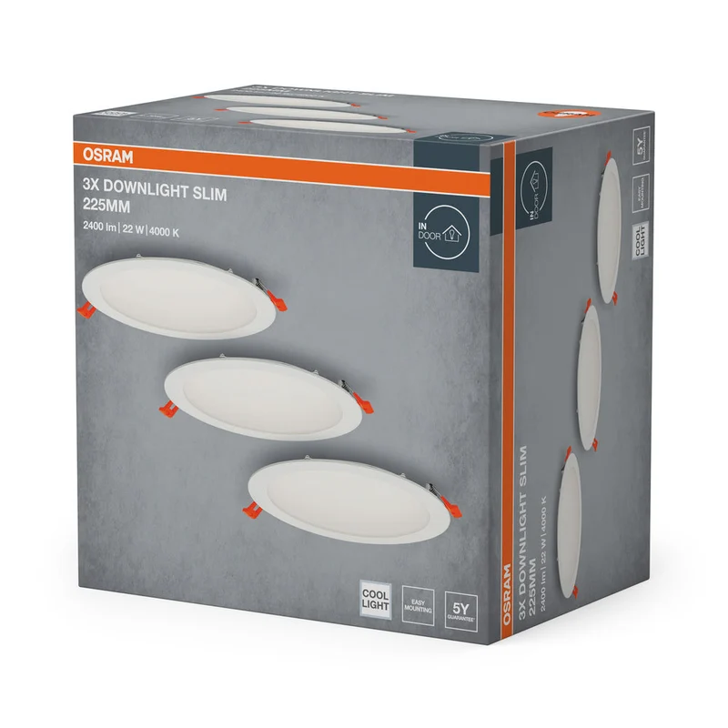 OSRAM LED Spot and Downlight Recess Slim set di faretti da incasso 225 mm 22W bianco ⌀200 mm