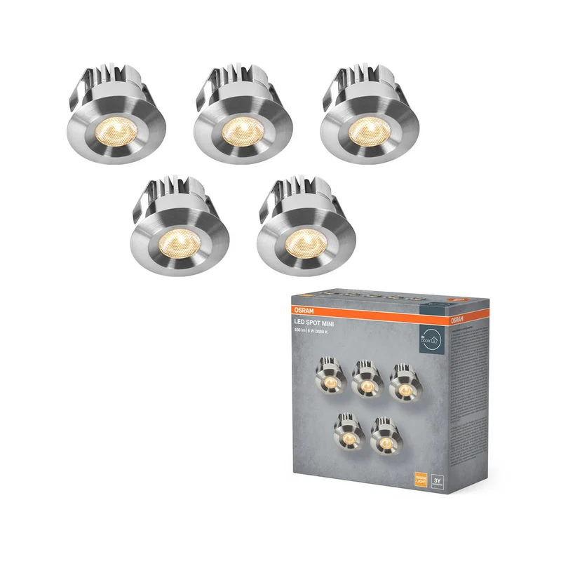 OSRAM LED Mini Spot set di faretti da incasso 6W 120° satinato nichel ⌀30 mm