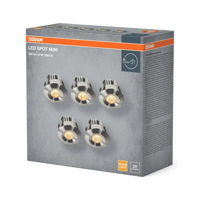OSRAM LED Mini Spot set di faretti da incasso 6W 120° satinato nichel ⌀30 mm