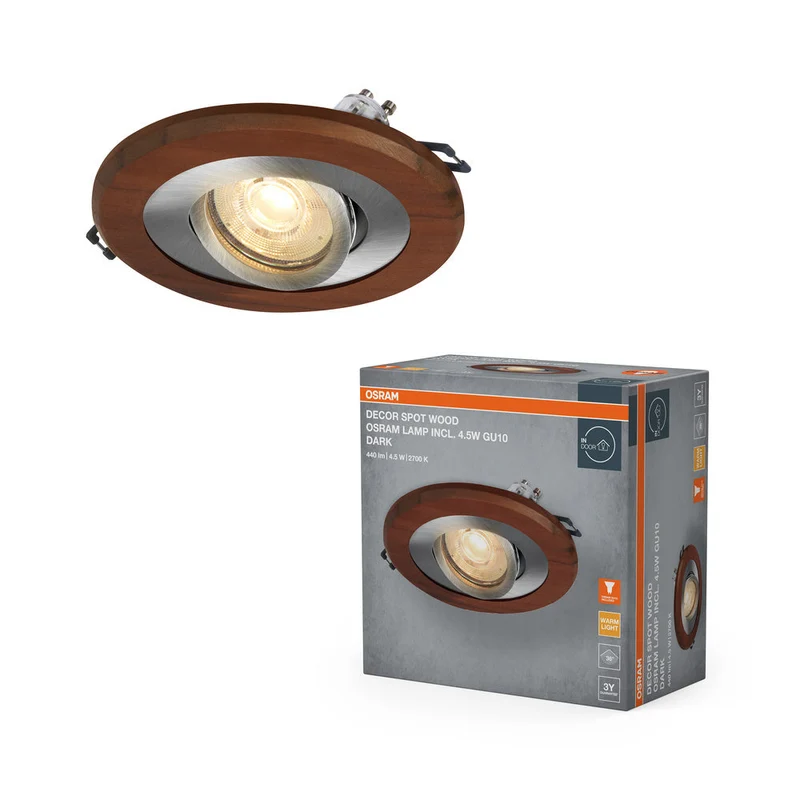 OSRAM Wood Spot GU10 dark faretto da incasso 4.5W satinato nichel ⌀68 mm