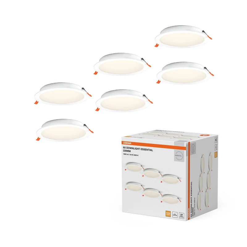 OSRAM Essential Downlights set di faretti da incasso 220 mm 18W bianco ⌀200 mm