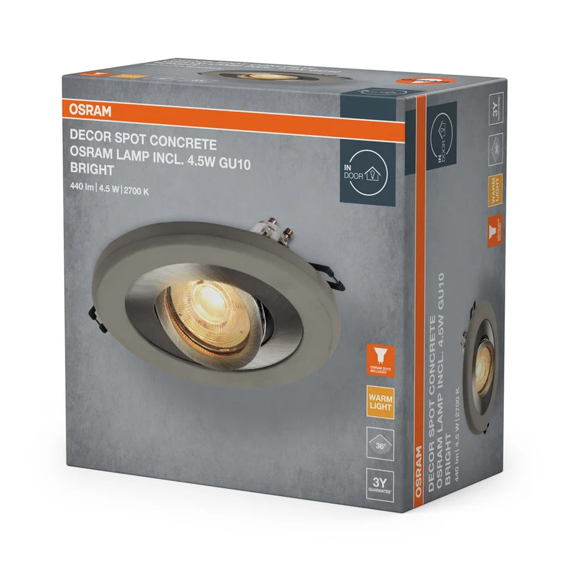 OSRAM Concrete Spot GU10 faretto da incasso 4.5W bright satinato nichel ⌀68 mm