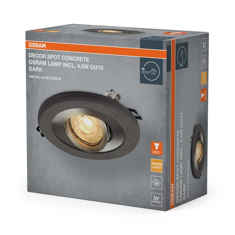 OSRAM Concrete Spot GU10 faretto da incasso 4.5W dark satinato nichel ⌀68 mm