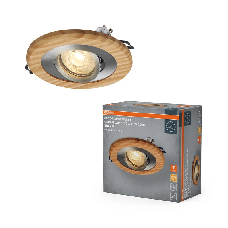 OSRAM Wood Spot GU10 faretto da incasso 4.5W satinato nichel ⌀68 mm