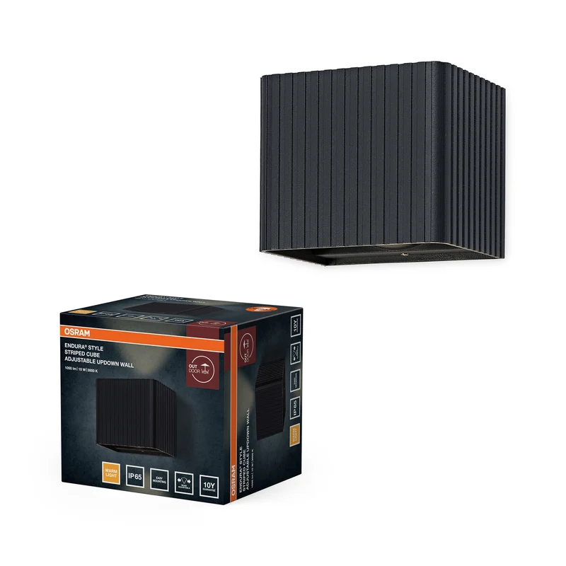 OSRAM ENDURA® Style Applique esterna Striped Cube regolabile Up-Down 10W IP65 grigio scuro