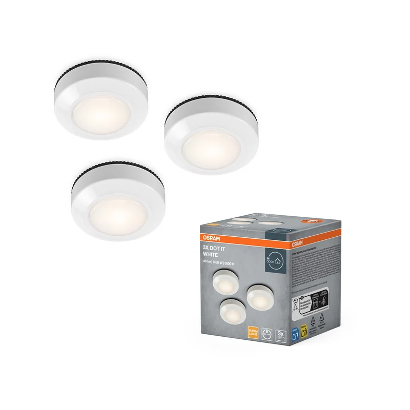 OSRAM Bluetooth SMART DOT-IT TWIST & SHAKE, dot ricaricabile, funzione rumore bianco, RGBW, 4000K, confezione da 3