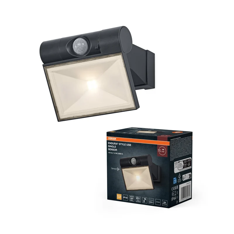 ENDURA® Style USB Regolabile Su-Giù Singolo Sensore IP44 Grigio scuro