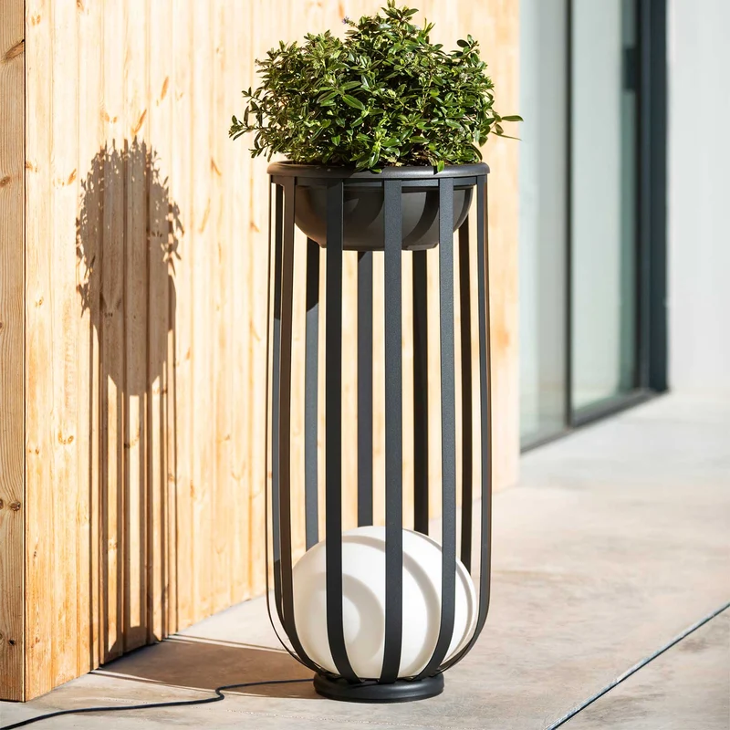 Bols - Lampadaire extérieur LED IP65 en acier et polyéthylène, style contemporain, H 95 cm