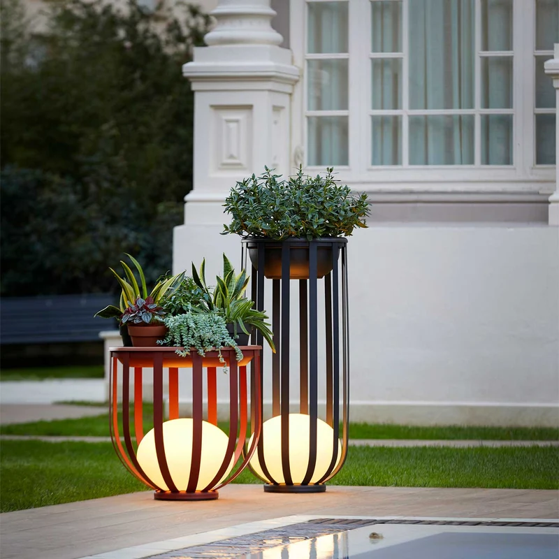 Bols - Lampadaire extérieur LED IP65 en acier et polyéthylène, style contemporain, H 95 cm
