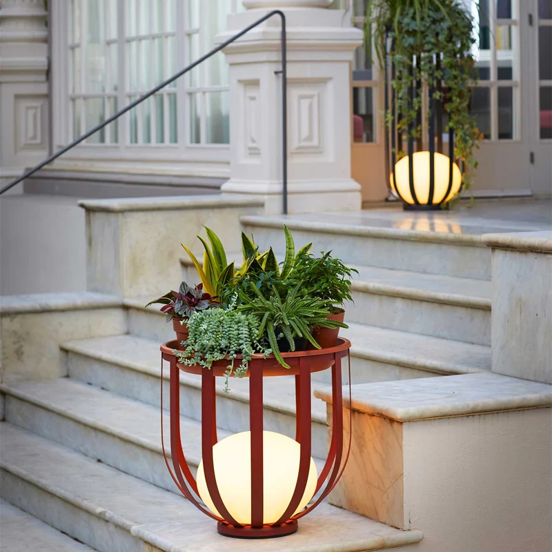 Bols - Lampadaire extérieur LED IP65 en acier et polyéthylène, style contemporain, H 95 cm