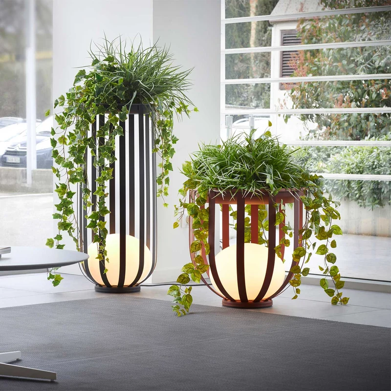 Bols - Lampadaire extérieur LED IP65 en acier et polyéthylène, style contemporain, H 95 cm