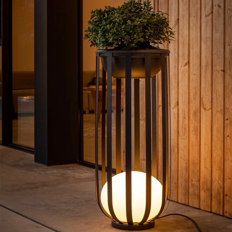 Bols - Lampadaire extérieur LED IP65 en acier et polyéthylène, style contemporain, H 95 cm
