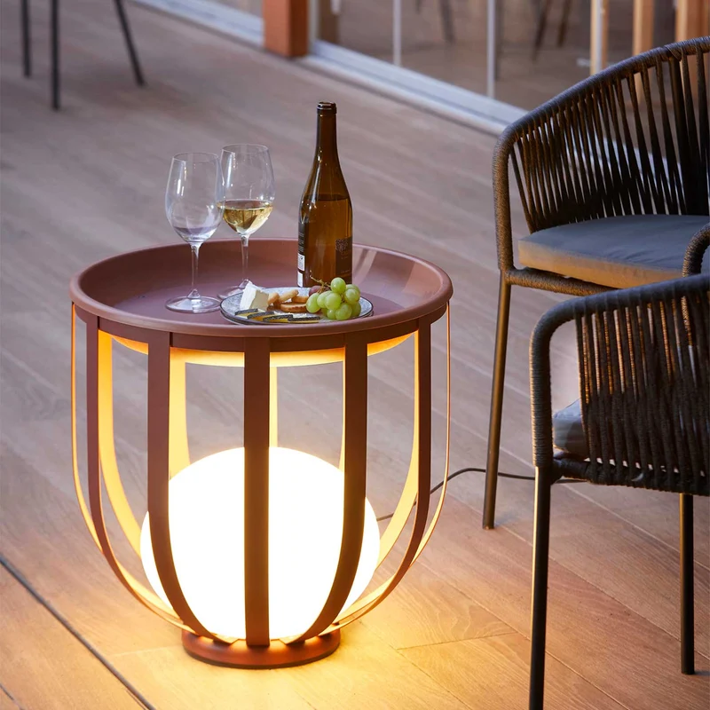Bols - Lampe d’extérieur LED IP65 en acier et polyéthylène, style contemporain, Ø 54 cm