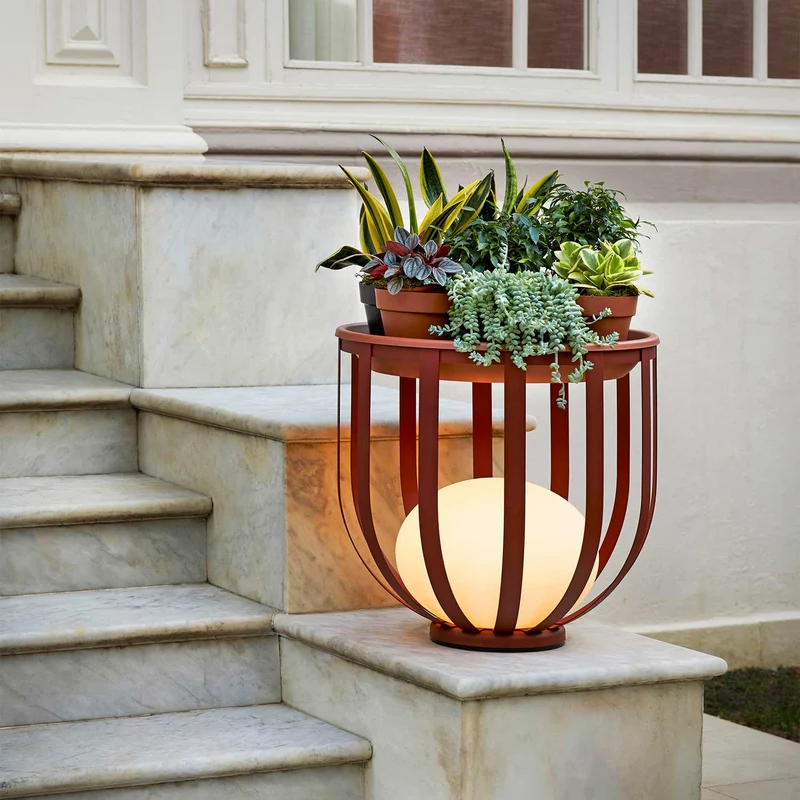 Bols - Lampe d’extérieur LED IP65 en acier et polyéthylène, style contemporain, Ø 54 cm