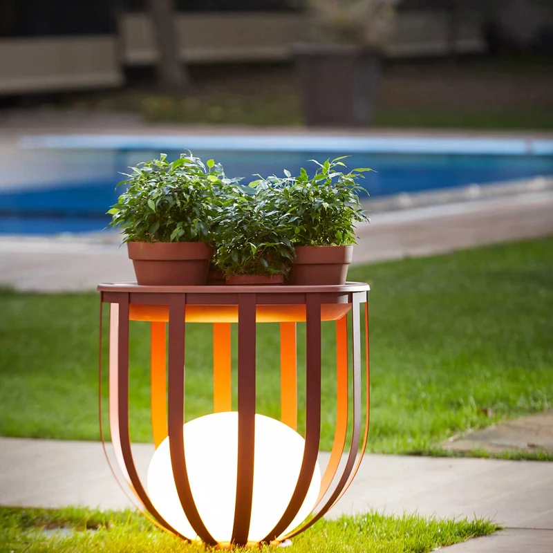 Bols - Lampe d’extérieur LED IP65 en acier et polyéthylène, style contemporain, Ø 54 cm