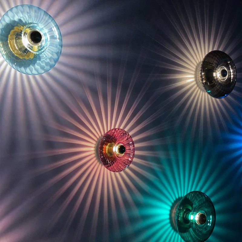 Grace - Applique murale en verre et aluminium, style art déco, Ø 20 ou 28 cm