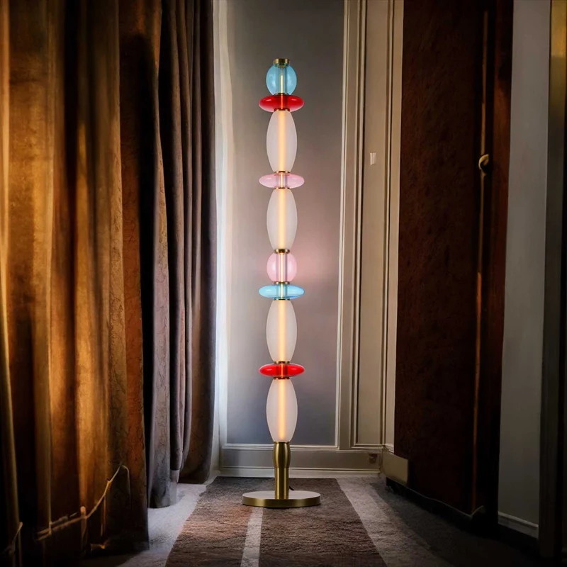 Léonor - Lampadaire en verre et aluminium, style éclectique, H 145 cm