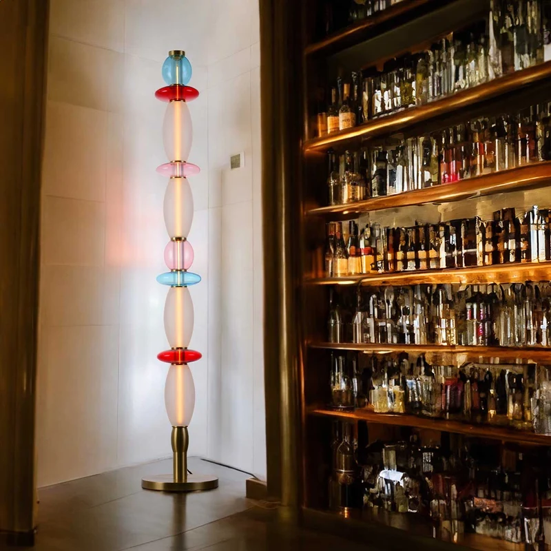 Léonor - Lampadaire en verre et aluminium, style éclectique, H 145 cm