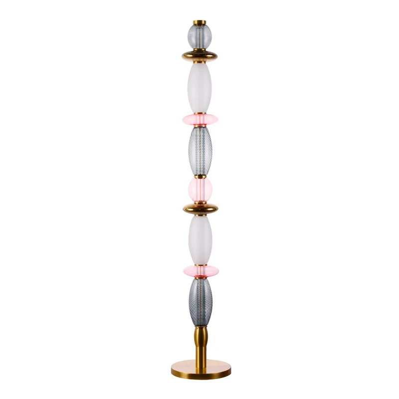 Léonor - Lampadaire en verre et aluminium, style éclectique, H 145 cm