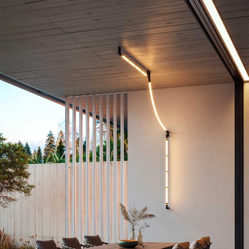 Arco - Applique murale LED IP65 en acier, style contemporain, L 132 à 405 cm