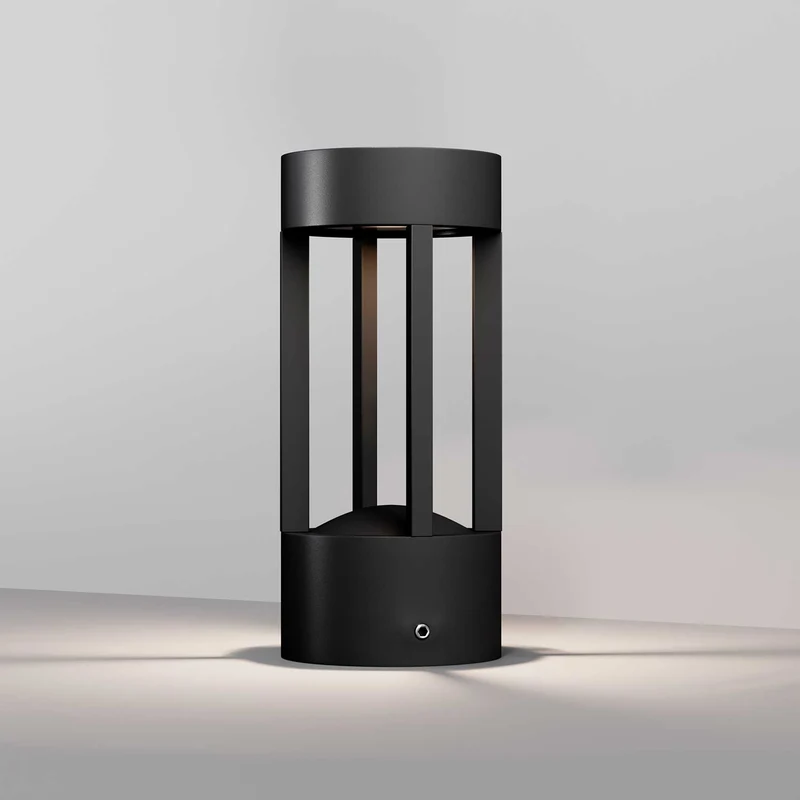 Vint - Borne LED cylindrique en acier, style contemporain