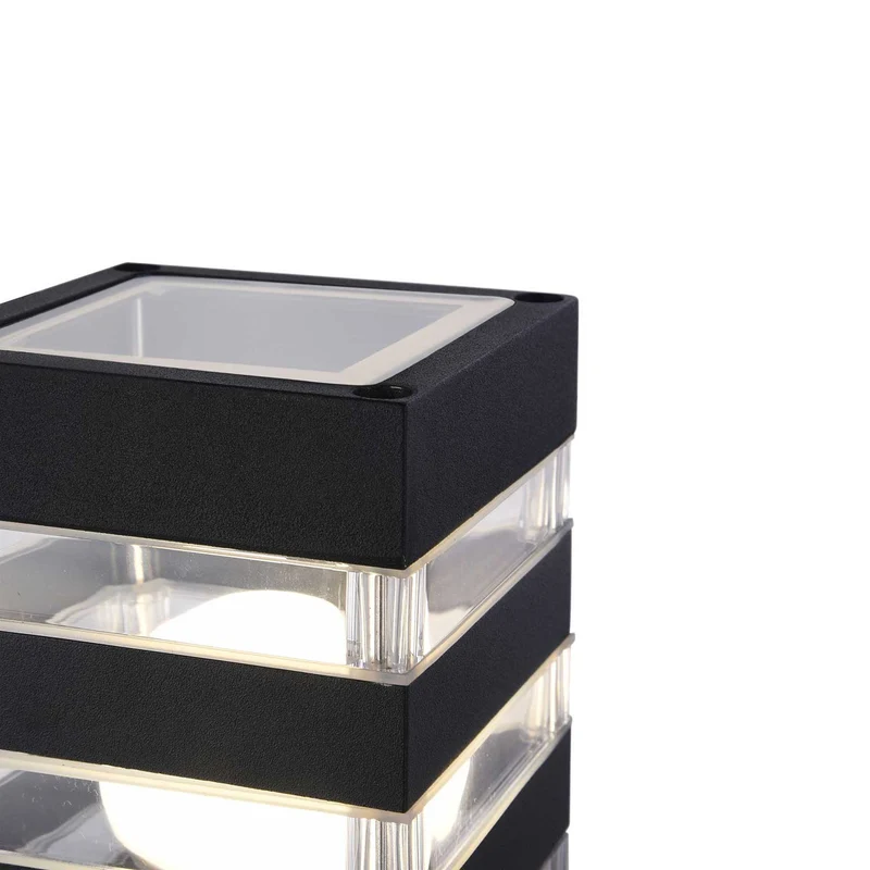 Linden - Borne extérieure à diffuseur vitré en acier, style contemporain