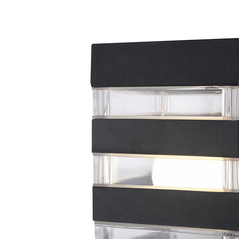 Linden - Borne extérieure à diffuseur vitré en acier, style contemporain