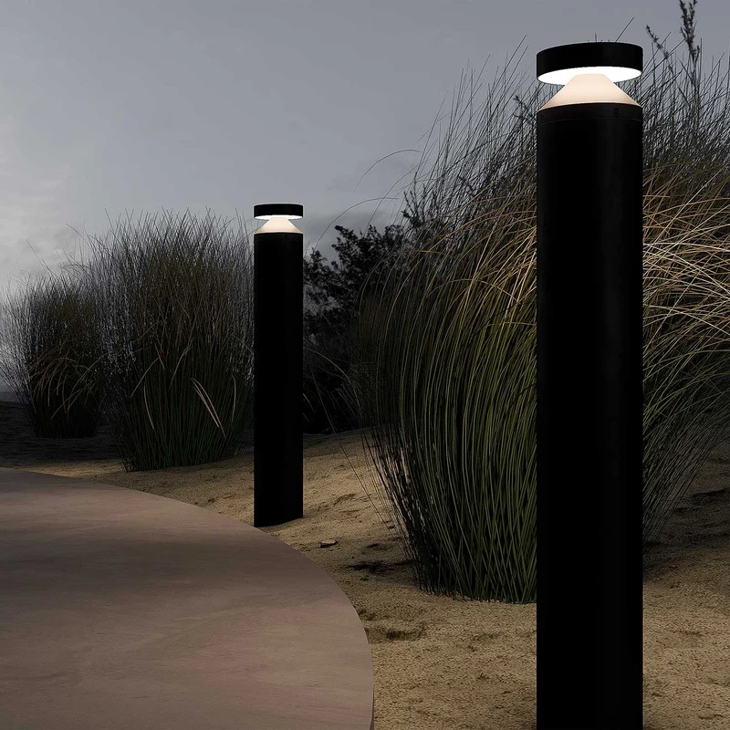 Olten - Borne LED cylindrique en acier, style contemporain