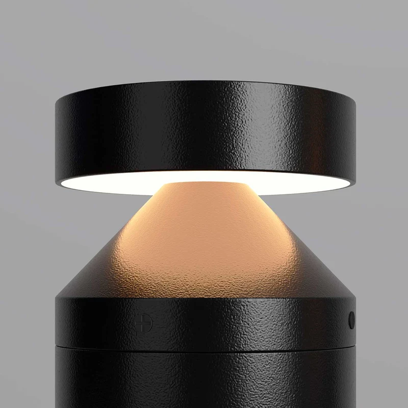 Olten - Borne LED cylindrique en acier, style contemporain