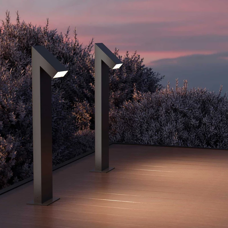 Guss - Borne LED pour allée en acier, style contemporain