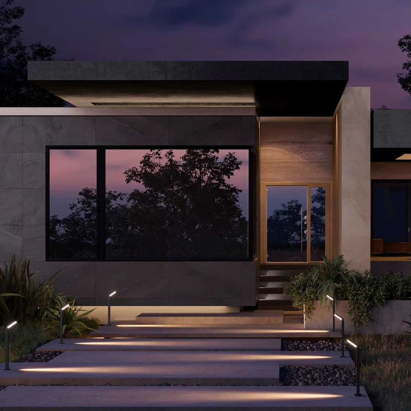 Paso - Borne LED architecturale en acier, style contemporain