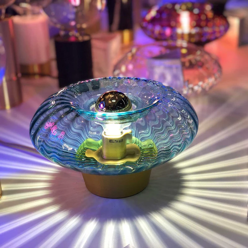 Grace - Lampe à poser en verre et aluminium, style art déco, Ø 20 cm