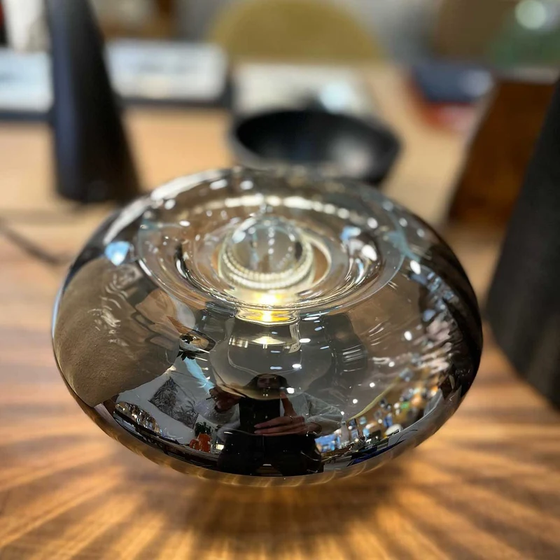 Grace - Lampe à poser en verre et aluminium, style art déco, Ø 20 cm