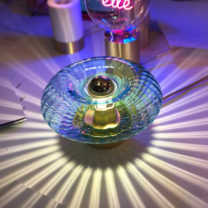 Grace - Lampe à poser en verre et aluminium, style art déco, Ø 20 cm