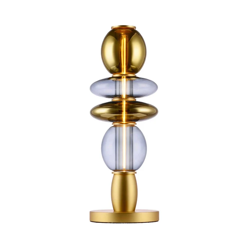 Léonor - Lampe à poser en verre et aluminium, style éclectique, H 42 cm