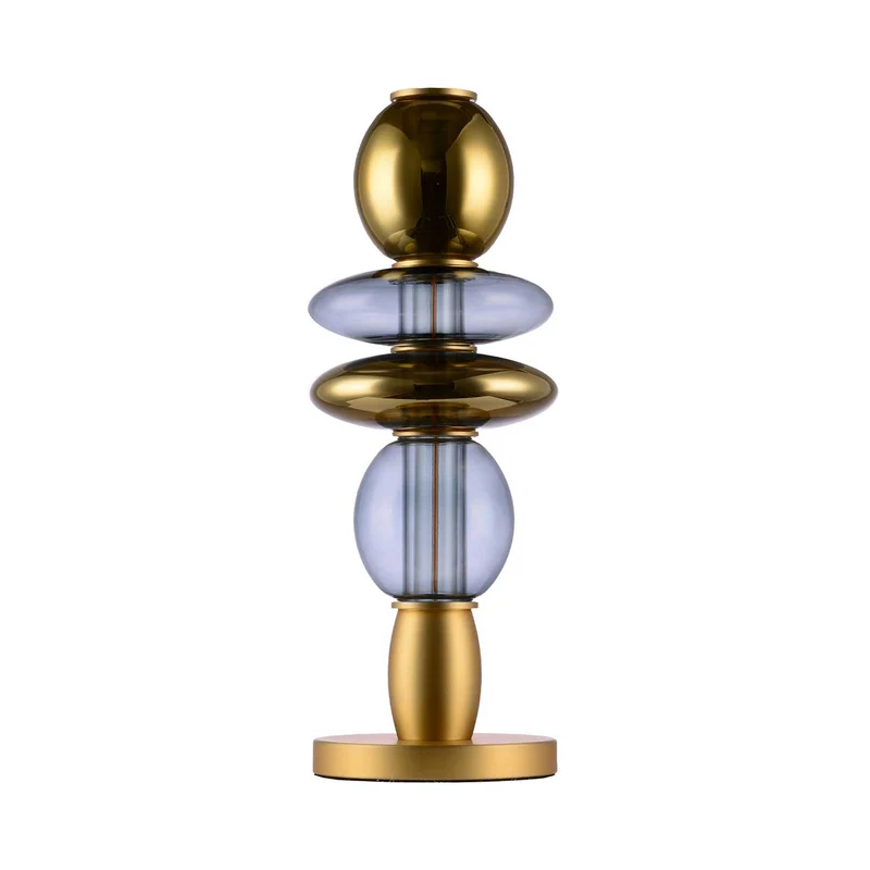Léonor - Lampe à poser en verre et aluminium, style éclectique, H 42 cm
