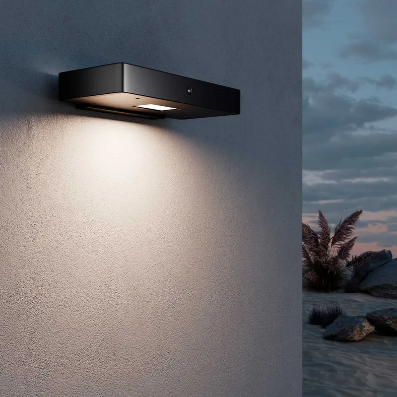 Pir - Applique murale LED solaire ultrafine en acier, style contemporain