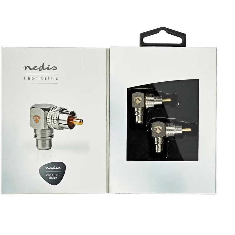 NEDIS Set 2 Adattatori audio mono RCA maschio e RCA femmina, adattatore angolare 90°