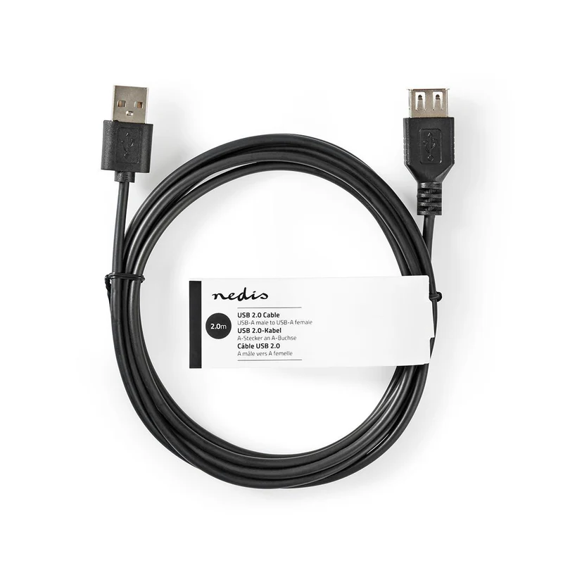 NEDIS Cavo USB, cavo USB 2.0, cavo maschio femmina, velocità 480 Mbps, placcato Nickel