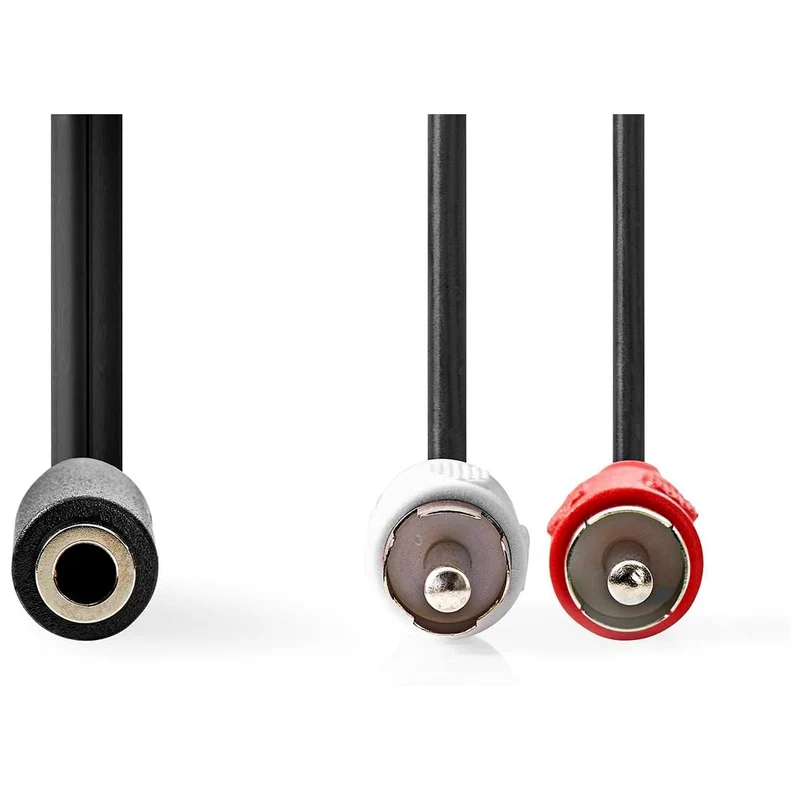 Nedis Cavo audio stereo, 2 cavi RCA maschio e uno 3.5 mm femmina, cavo audio stereo, 20 cm