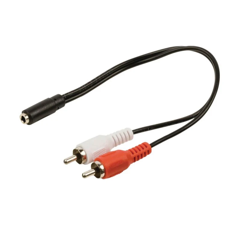 Nedis Cavo audio stereo, 2 cavi RCA maschio e uno 3.5 mm femmina, cavo audio stereo, 20 cm