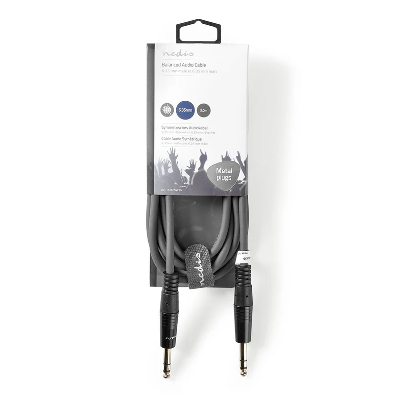 NEDIS Cavo audio stereo Jack maschio 6.35 mm, cavo di prolunga stereo da 6,35 mm con connettori placcati Nickel