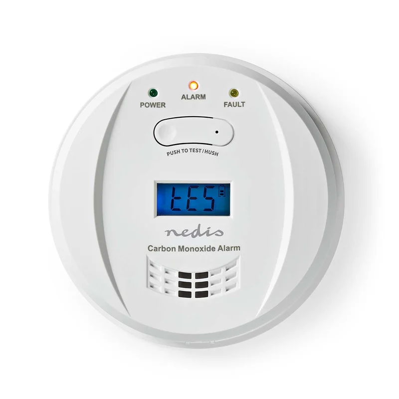 Nedis Allarme monossido di carbonio, rilevatore monossido di carbonio, durata batterie 5 anni, display LCD, allarme a 85 dB, facile installazione