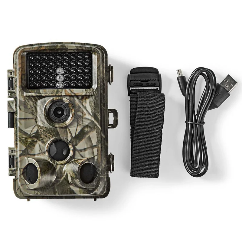 Nedis Fototrappola camouflage 1080p 30fps, camera 24MP con schermo da 2.4", IR nero senza luce, visione notturna, fotocamera con sensore di movimento, monitoraggio fauna selvatica