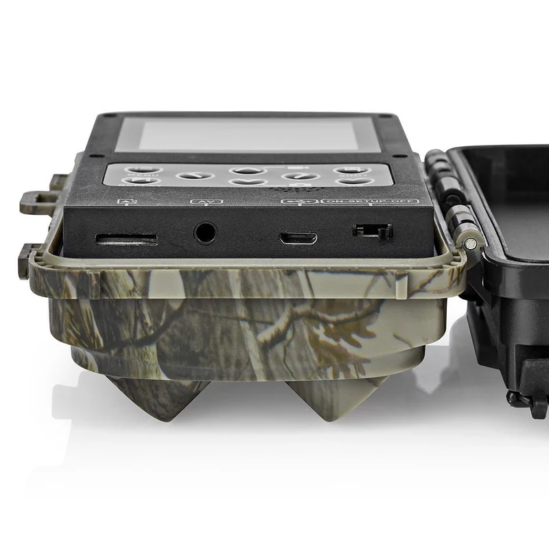 Nedis Fototrappola camouflage 1080p 30fps, camera 24MP con schermo da 2.4", IR nero senza luce, visione notturna, fotocamera con sensore di movimento, monitoraggio fauna selvatica