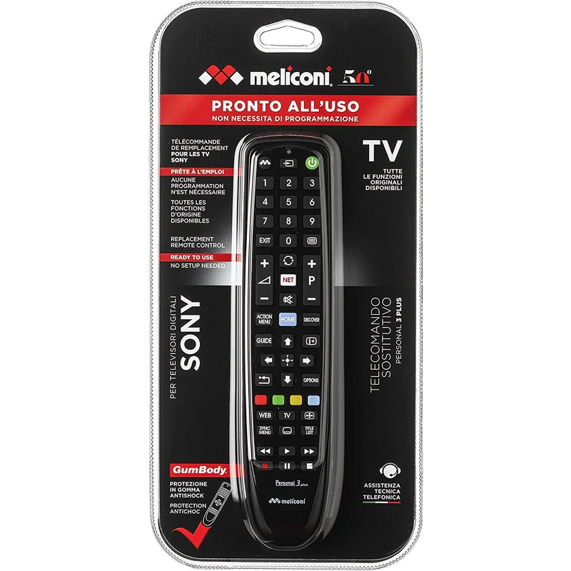 Meliconi telecomando sostitutivo SONY, pronto all'uso, non necessita di alcuna programmazione, telecomando per televisione